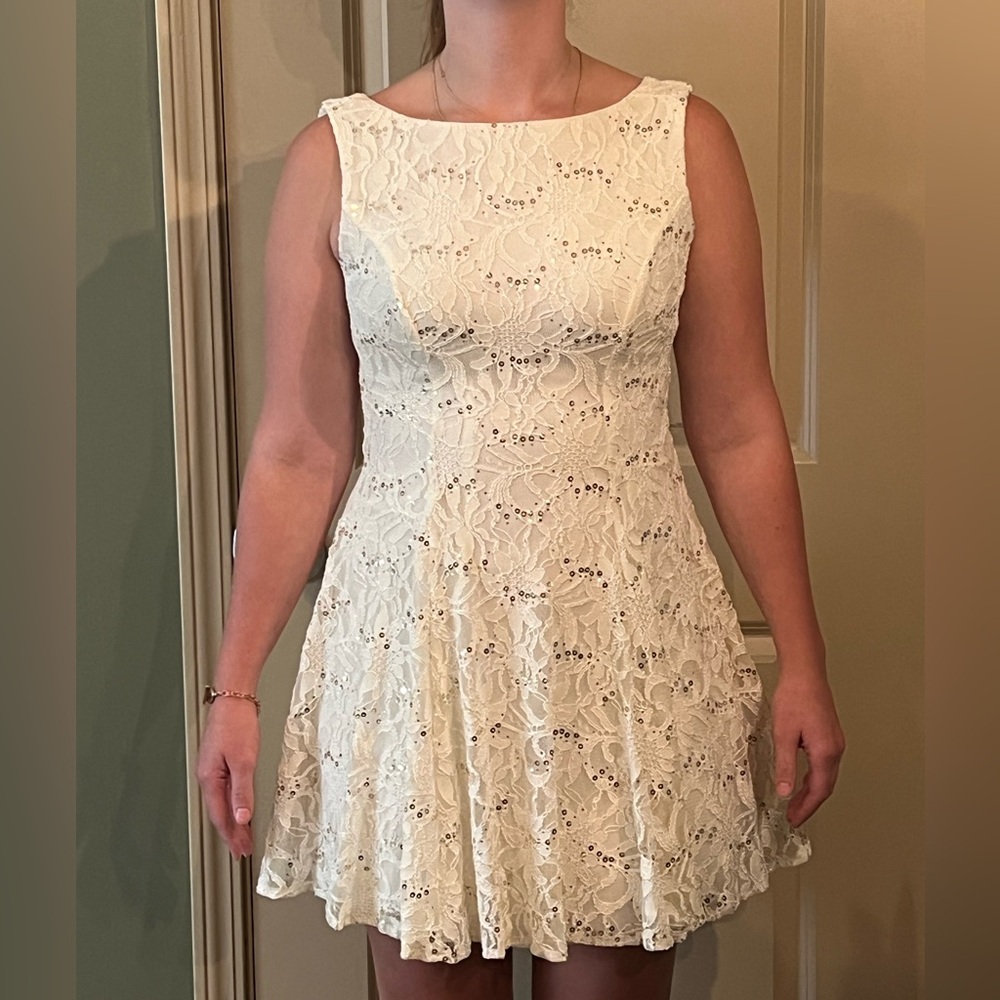 Cream dress with gold accents